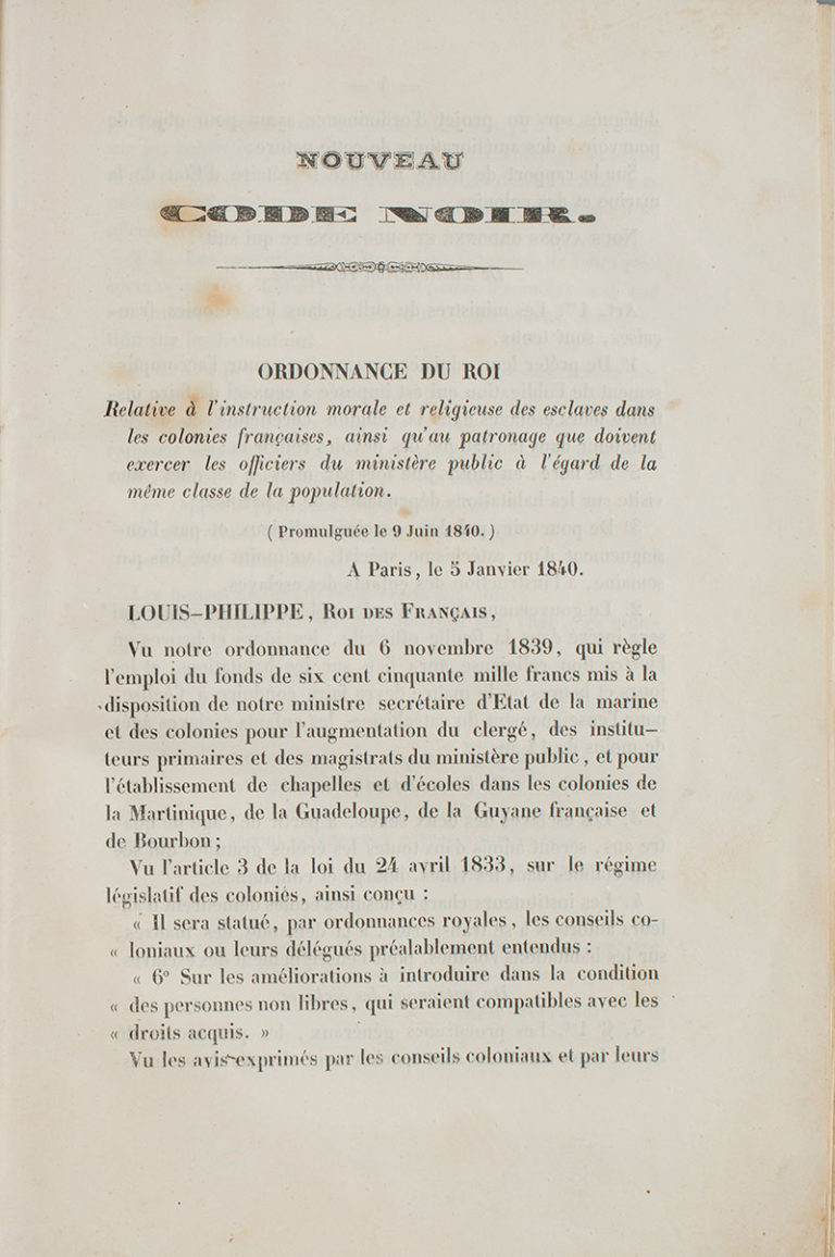 Le Code noir Société de plantation, histoire et mémoires de l