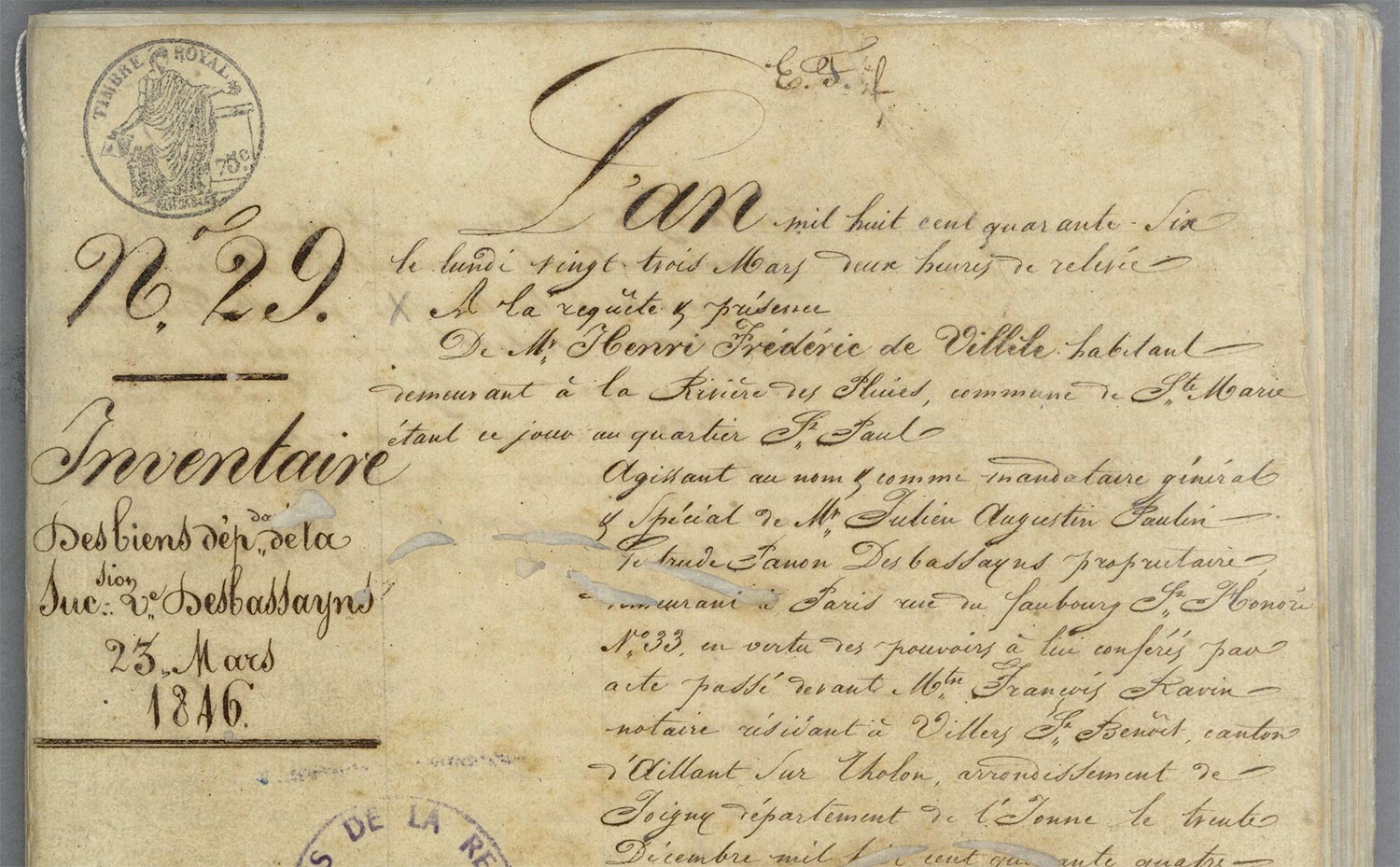 Inventaire des biens dépendant de la succession Veuve Desbassayns, 23